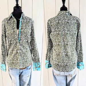 Tizzie Contrast Print Button-Up Shirt sz L